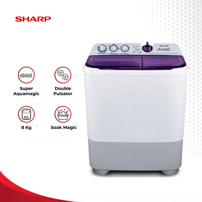 Sharp Mesin Cuci Twin Tube 8 Kg - ES-T85CR VK